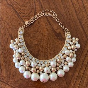 Chunky Gold and Faux Pearl Necklace